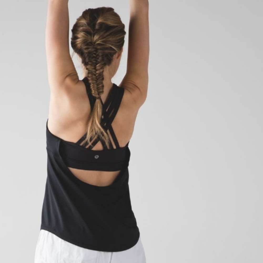Lululemon Beat The Heat Tank. Black. 2 In 1 Tank & Bra (No Pads). Size 4.